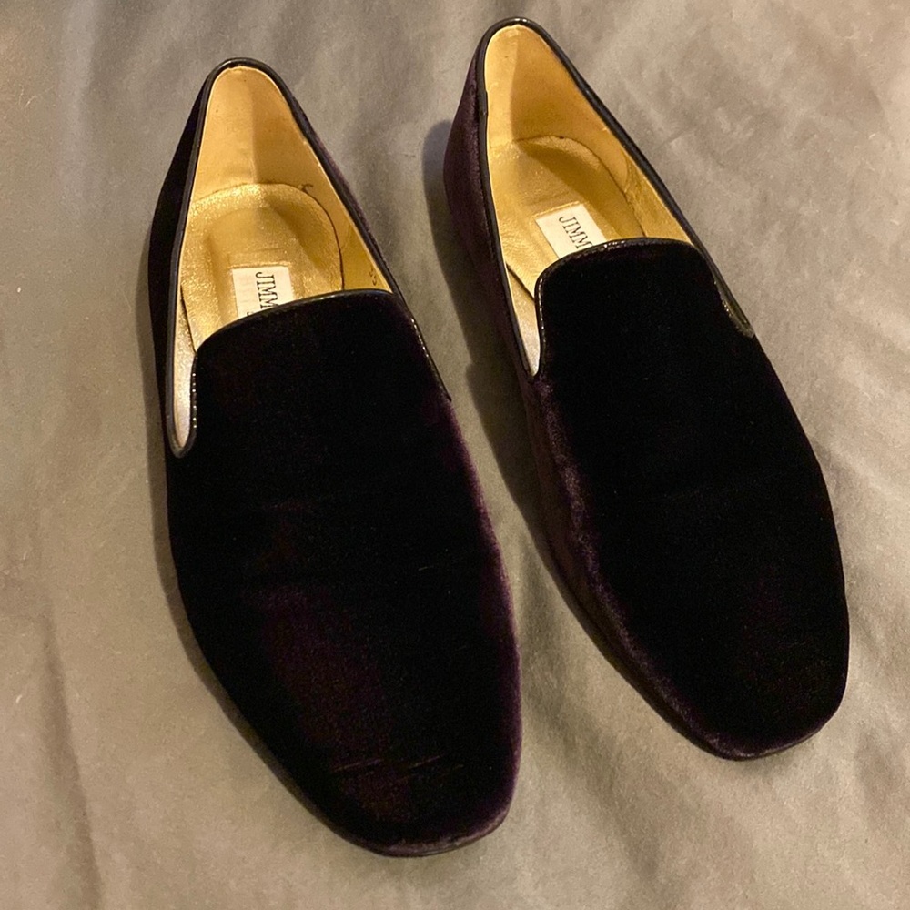 Jimmy Choo velvet dark purple loafers
